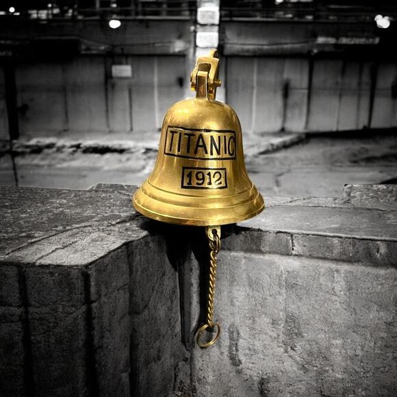 Brass Ship Bell-Titanic Replica-Nautical Decor-Beach-Historic-Wall Mount-Boat - Picture 1 of 5